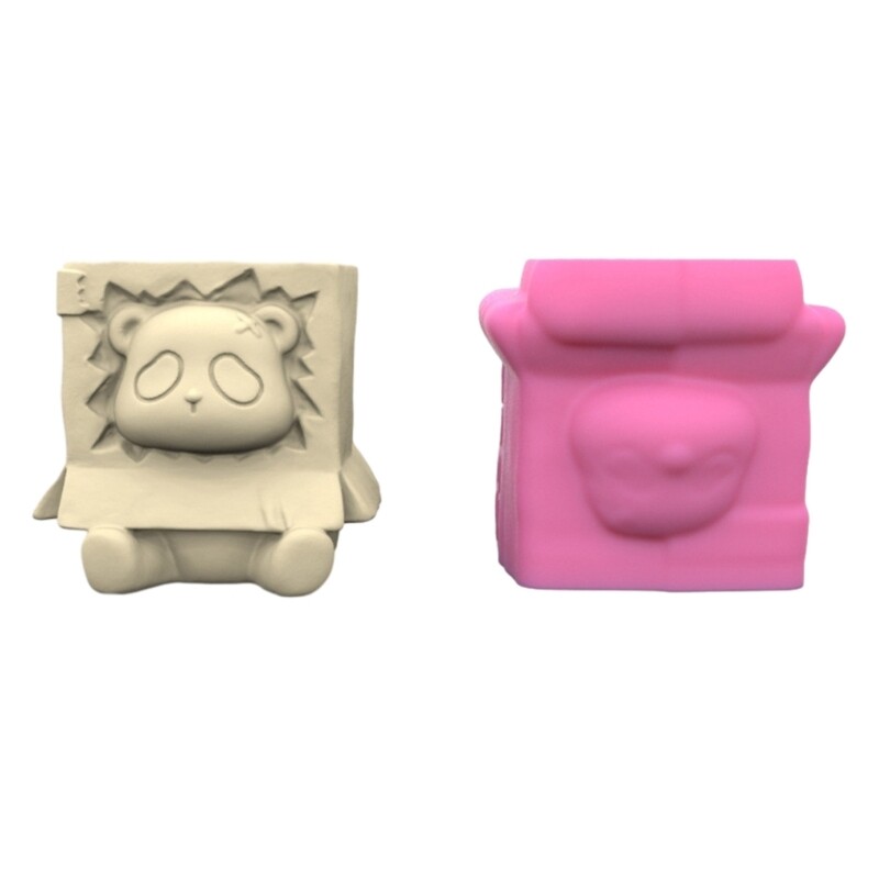 Cute Sitting Panda Shaped Hand-making Silicone Moulds for Succulent Planter Vase