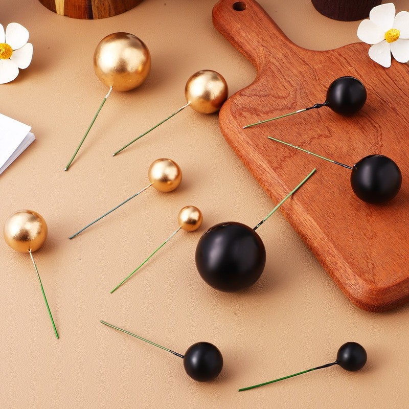 30 Pcs Golden Ball Silver Decoration Plug-in Baby Cake Decorations gallery
