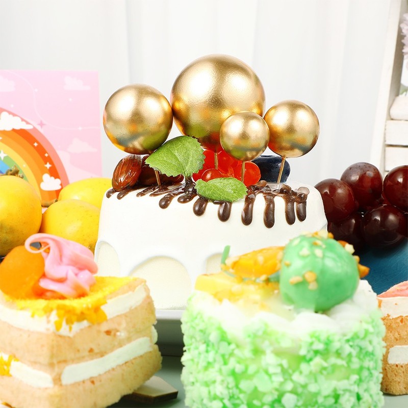 20Pcs Reusable Round Cupcake Topppers Golden Cake Picks for Dessert Decoration gallery