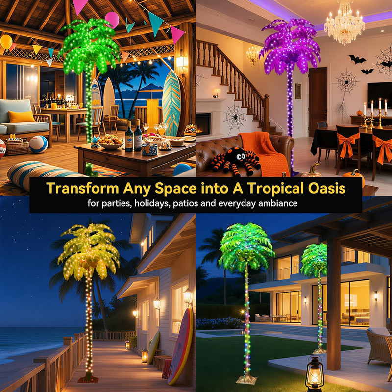 Ledido 7FT Lighted Palm Tree Color Changing with 5 Coconuts, 218LED Artificial L gallery