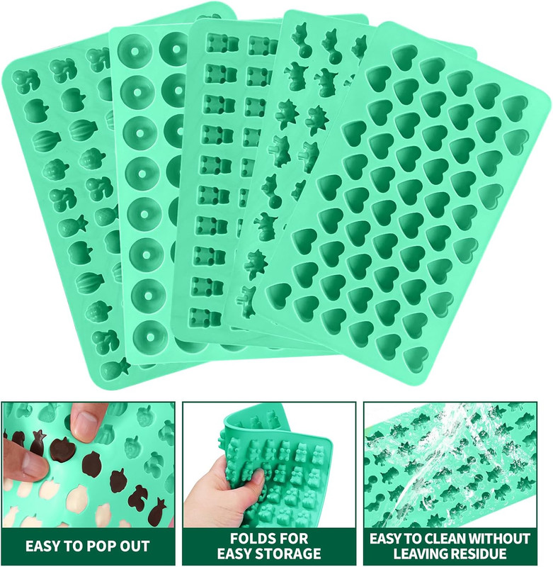 Silicone Gummy Molds Set of 5, Candy Molds Silicone with 2 Droppers for Conveni gallery