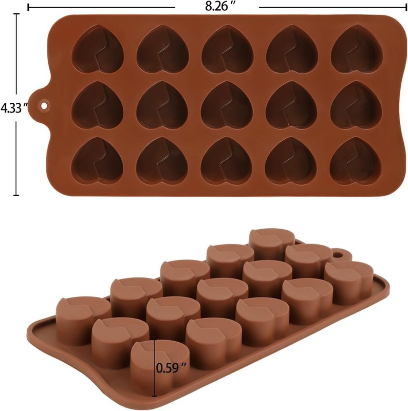 2PACK Heart Peach Break Apart Chocolate Silicone Deep Molds Non-Stick Food Grade gallery