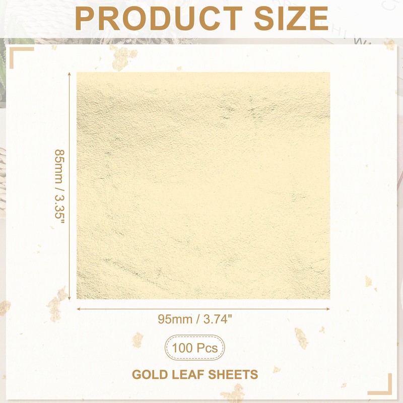 100Pcs 3.7"x3.4" Gold Leaf Sheet Foil Sheet Metallic Leaf Paper Champagne Silver gallery