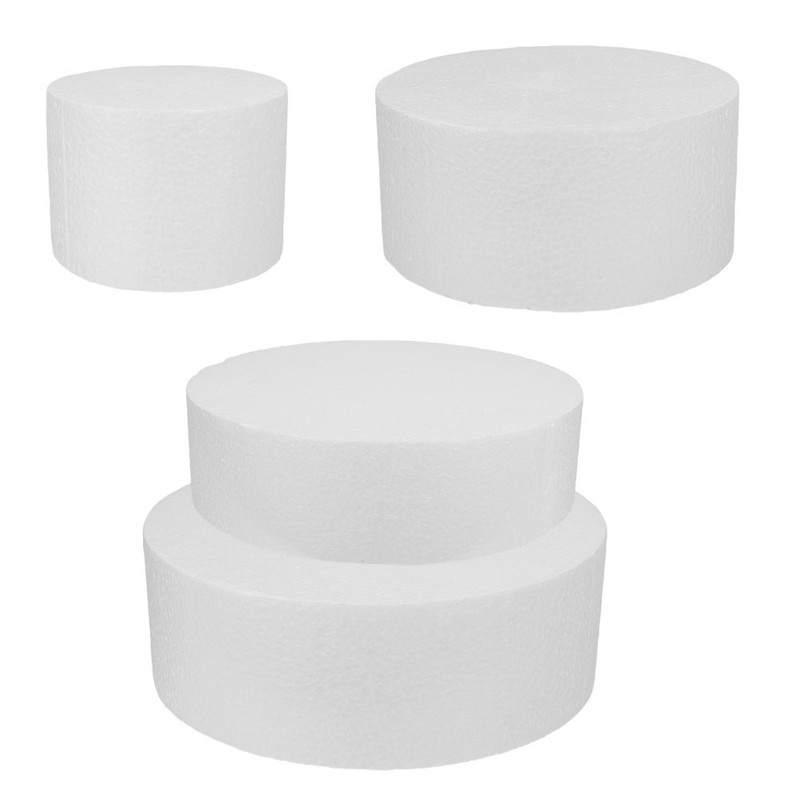 4Pcs White Foam Cake Dummies Reusable Round Decor Models for Wedding Birthday gallery