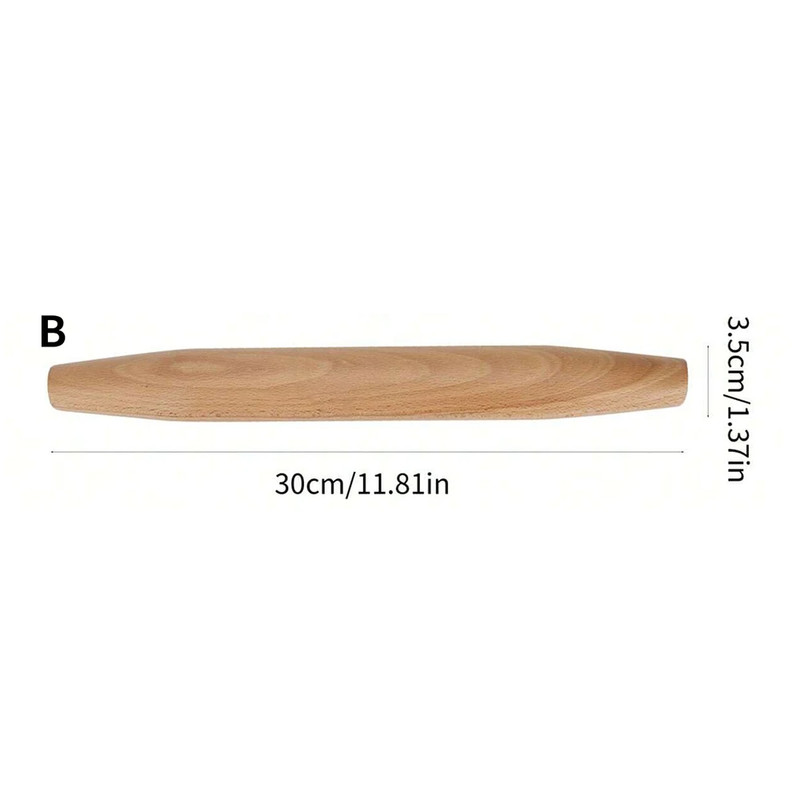 Wood Rolling Pin with Handles Dough Pastry Pizza Pasta Baking Roller Tool gallery