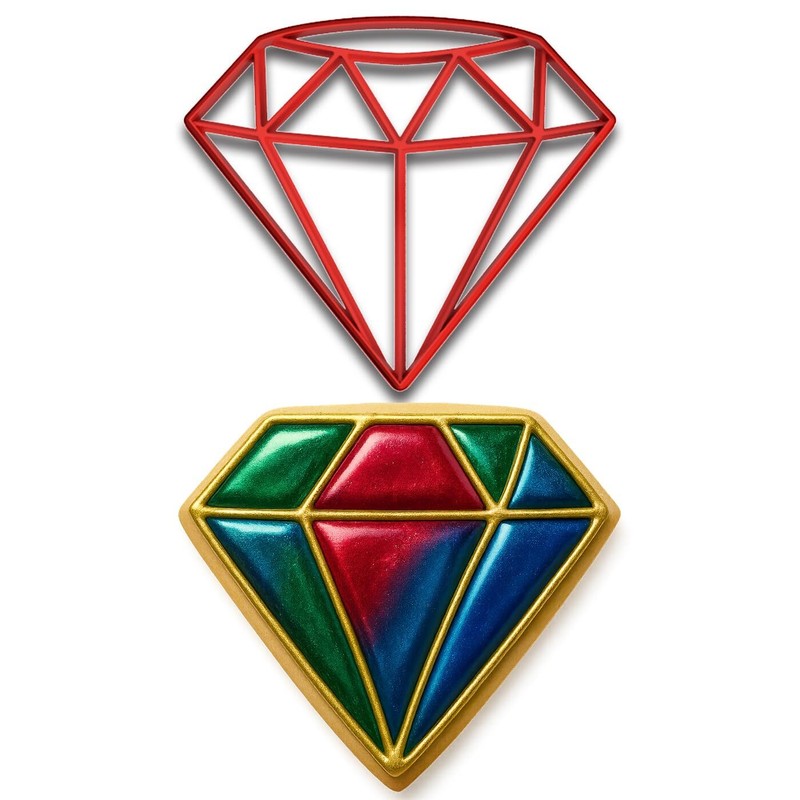 Diamond Cookie Cutter & Stamp – 4×3.42 Inches, Elegant Gem Shape