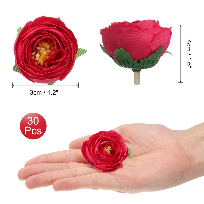 30pcs Artificial Camellia Flower Heads,1.2" Silk Fake camellia Heads, Rose Red gallery