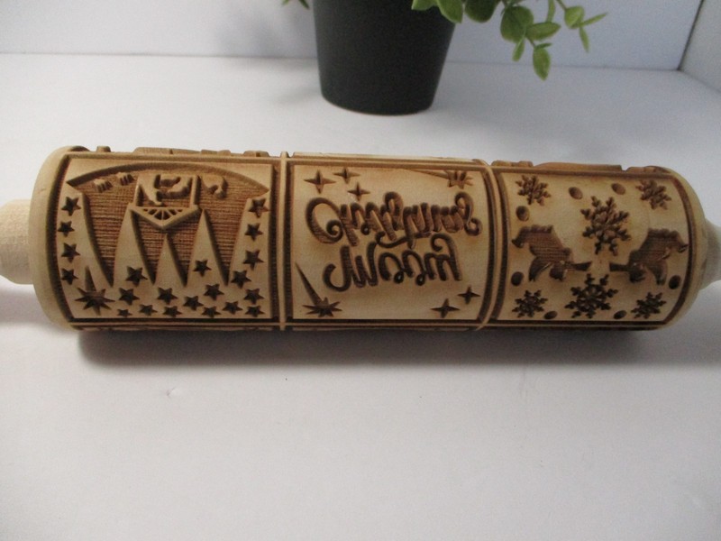 Christmas ~ 6.5" Rolling Pin~ 9 Different Designs Christmas Nativity Scenes gallery