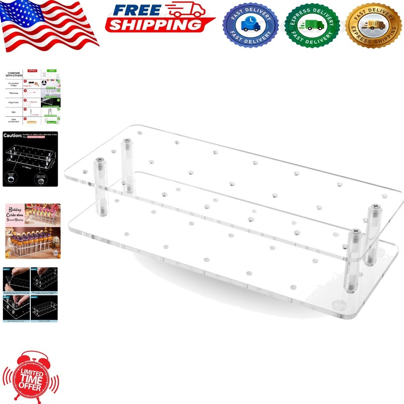 Compact 2-Tier Acrylic Cake Pop Holder For Sticks Under 0.2 Inch Diameter