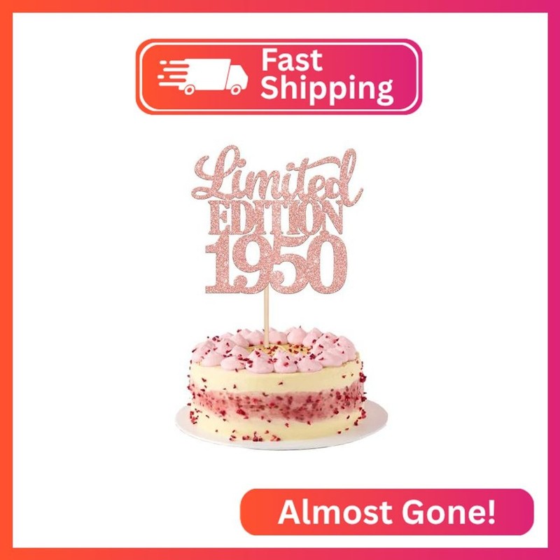 1 PCS Limited Edition 1950 Cake Topper Rose Gold Happy 75th Birthday Cake Topper