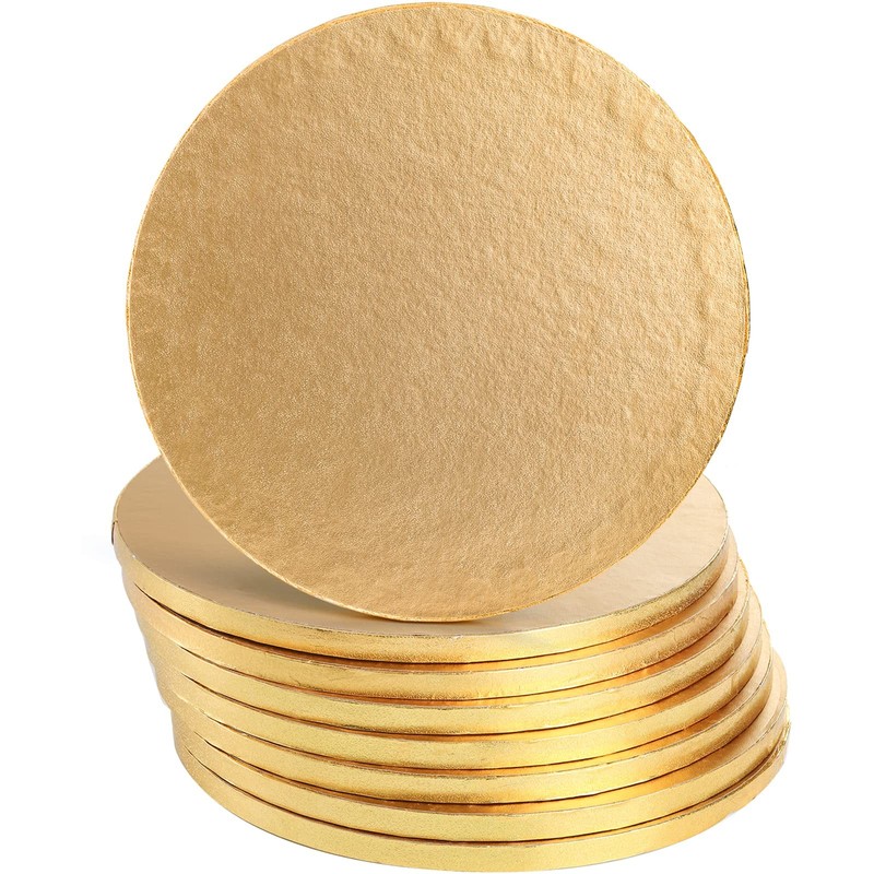8-Pack Cake Board Drum 12 Inch, 1/2" Thick Gold Foil Round Cake Circles, Stur... gallery