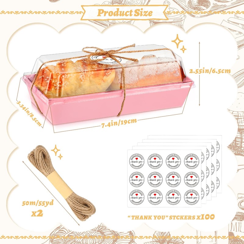 100 Pack Pink Charcuterie Boxes with Clear Lids Rectangle Paper Disposable Sa... gallery