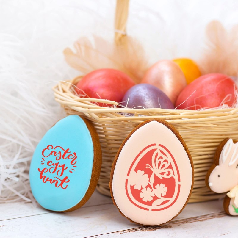 30 PCS Easter Cake Cookie Stencils Eggs Rabbit Reusable Baking Decor DIY Pro gallery