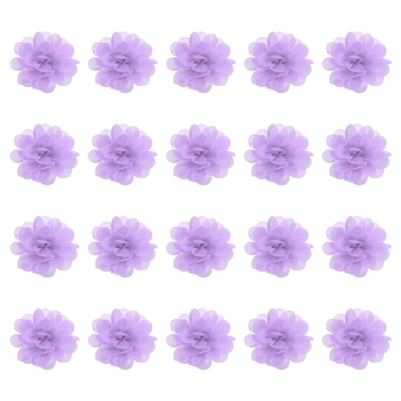20Pcs, 2″ Chiffon Flowers Sewing Fabric Flower Appliques for Crafts Light Purple