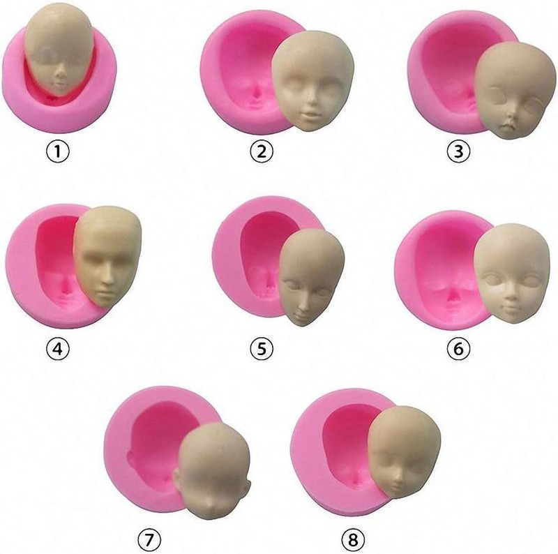 8Pcs/Set 3D Baby Face Soft Clay Mold Tools Doll Faces Silicone Mold Fondant Cake gallery