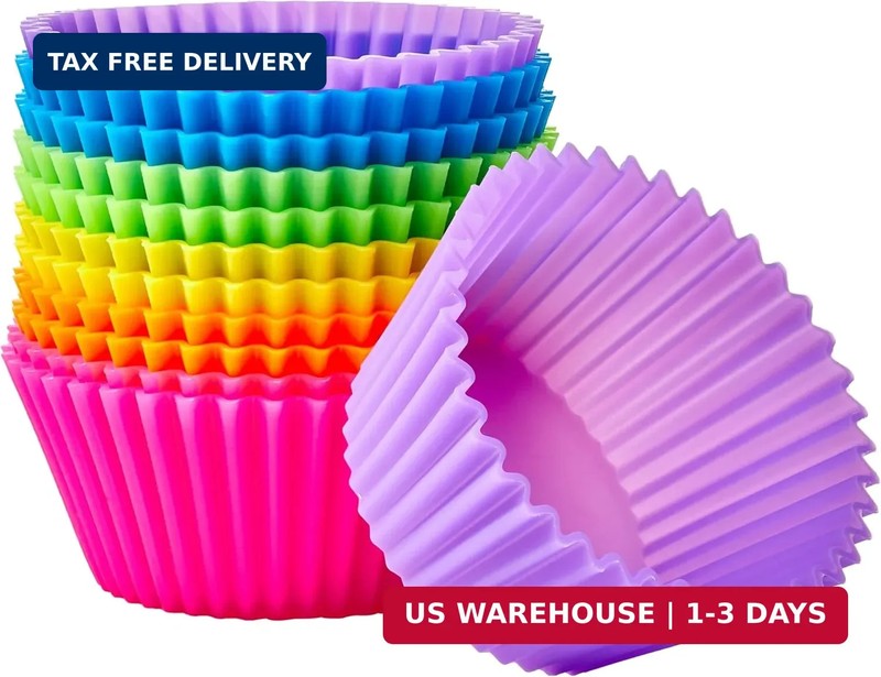 Reusable Non-Stick Silicone Baking Cups, BPA Free, Muffin Liners