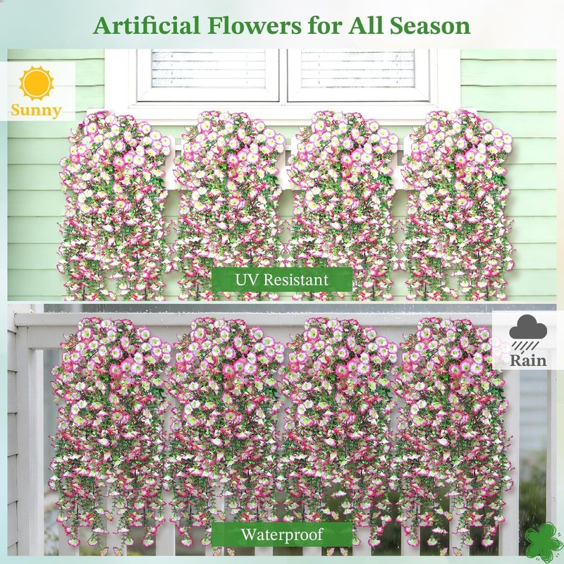 Blurap Artificial Flower For Outdoors 6Pcs Fake Artificial Morning Glory gallery