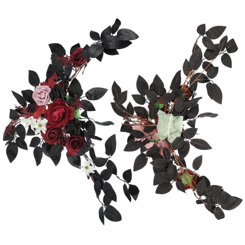 Bridal Floral Bow, 2Pcs, Black/Wine, for Signage Background Welcome gallery
