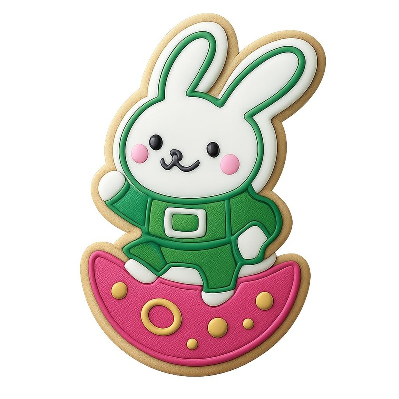 Moon Hopping Chibi Space Bunny Cookie Cutter & Stamp – 3.3×4
