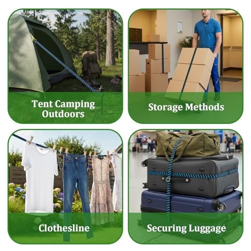 8 Pcs 77-84 Inch Adjustable Flat Bungee Cords with Hook - Heavy Duty Outdoor gallery