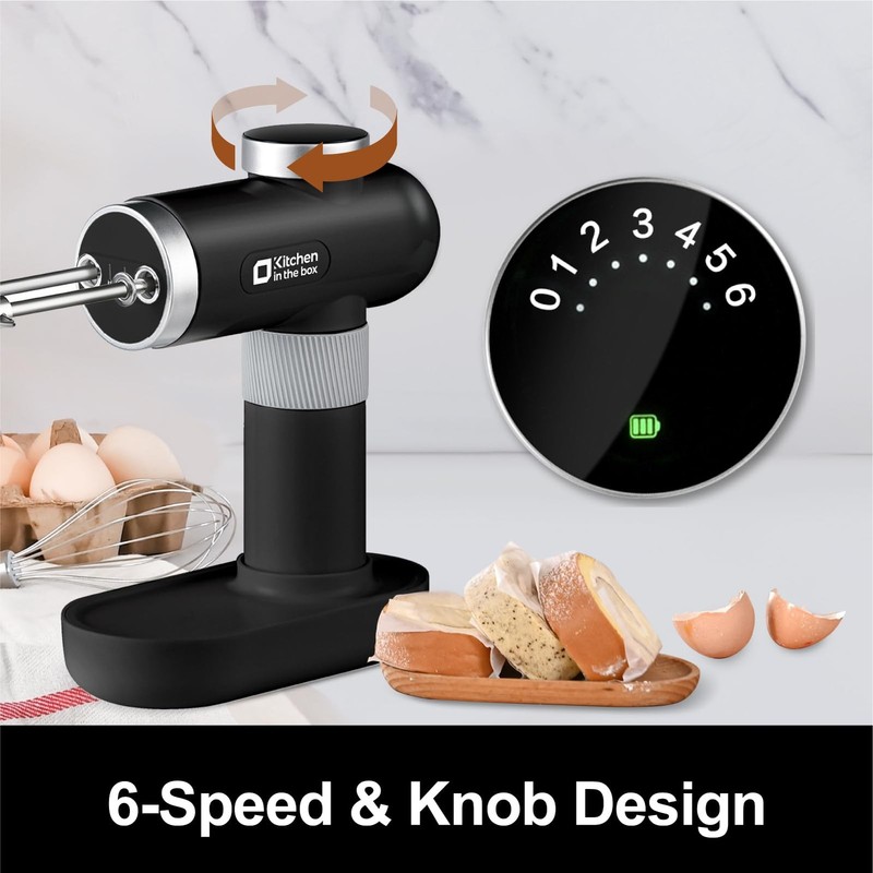 Kitchen in the box Cordless Rechargeable Hand Mixer for Kitchen, Portable Han... gallery