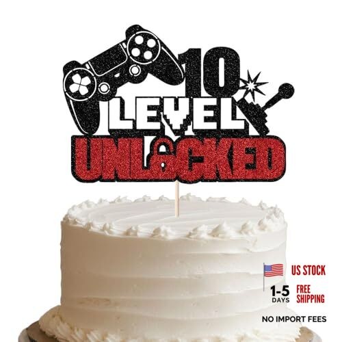 Level 10 Unlocked Cake Topper – Ideal for 10th Birthday Gamer Party & Level10