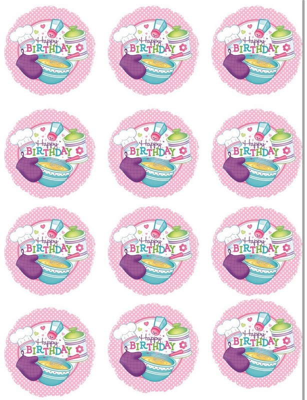 Baking Party Cupcake Toppers EDIBLE Topper Baking Theme Baking Birthday