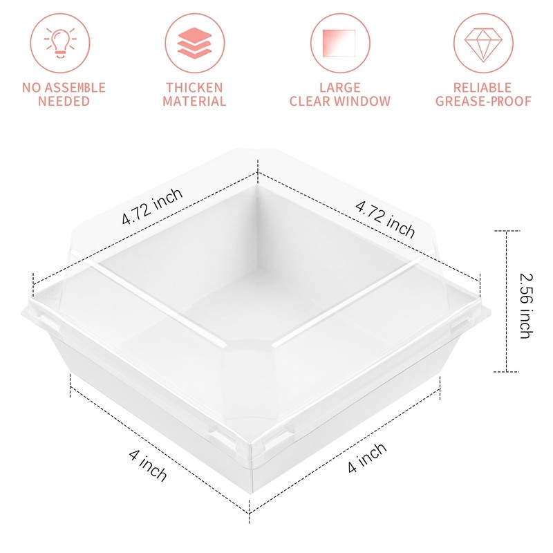 Ocmoiy 50 Pack Small Charcuterie Boxes with Clear Lids 4x4 Inch, To Go Dispos... gallery