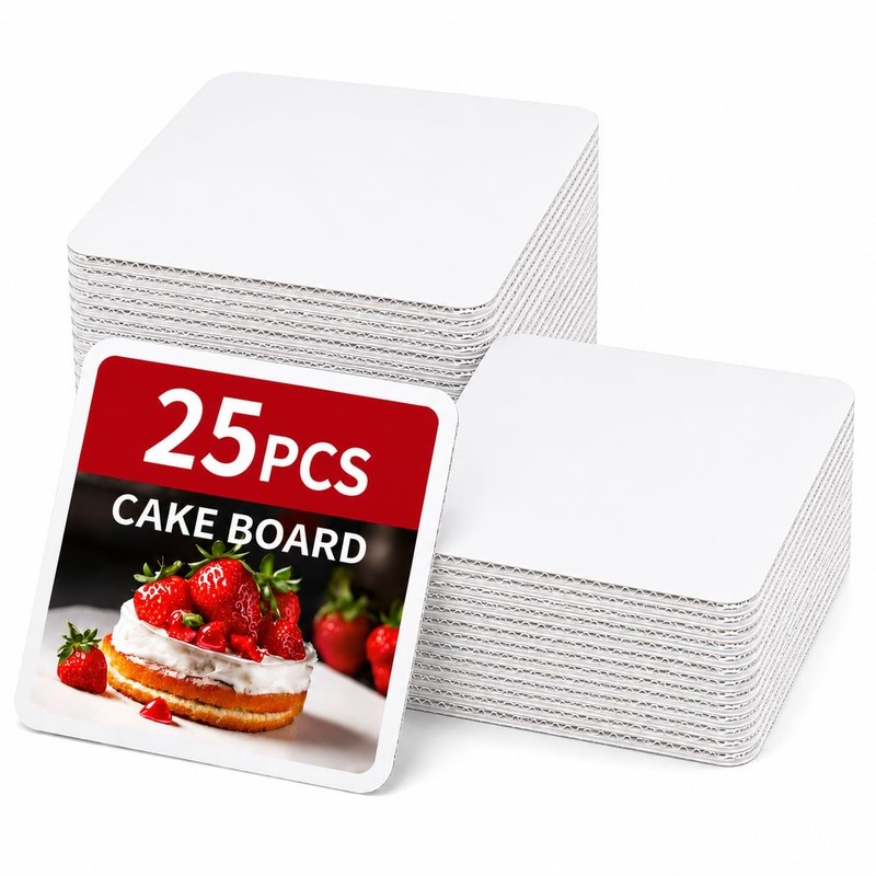 White Square Cake Boards 12 Inch Base Food Grade Cardboard Plate Sturdy 25 PCS gallery