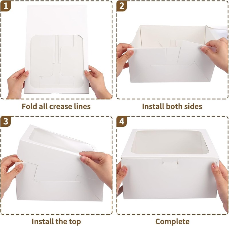 4 Pack Cake Boxes with Window Bakery Boxes for Cake Pie, 10X10X5 Inch gallery