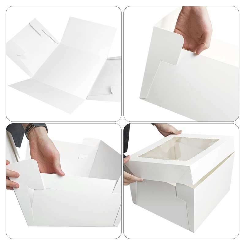 10 PCS 12x12x8 Inch White Bakery Cake Boxes Window Container Large Square gallery