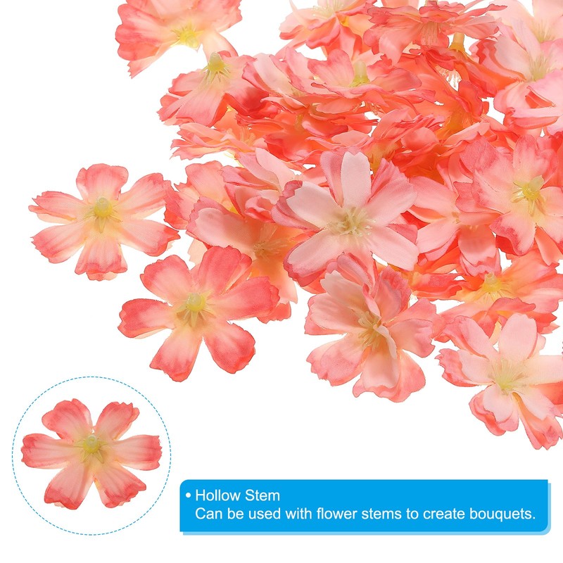 30Pcs 1.77" Artificial Silk Plum Blossom Flower Heads Fake Flowers Orange gallery