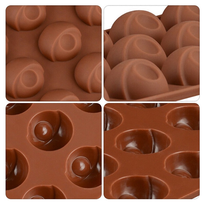 15 Pack Reusable Silicone Chocolate Molds Coffee Color Half Sphere Pan gallery