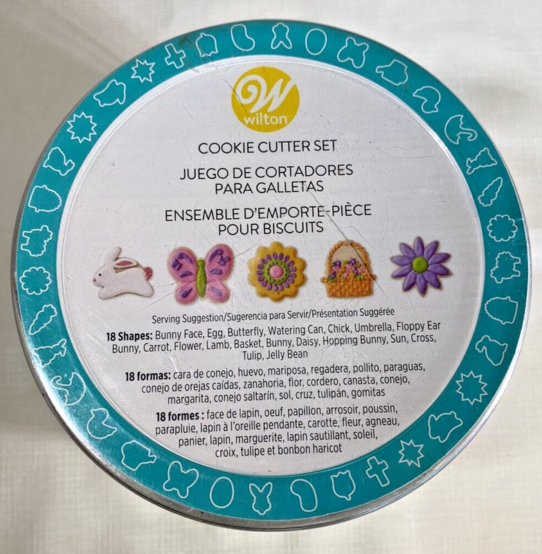 WILTON 18-Pc Easter Cookie Cutter Set - Springtime Flowers Bunnies Chick Lamb gallery