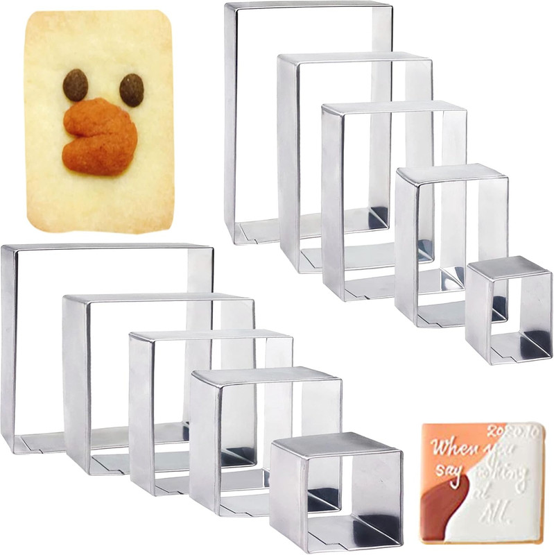 10PCS Rectangle Cookie Cutter Square Cookie Mold Stainless Steel Rectangle Biscu gallery