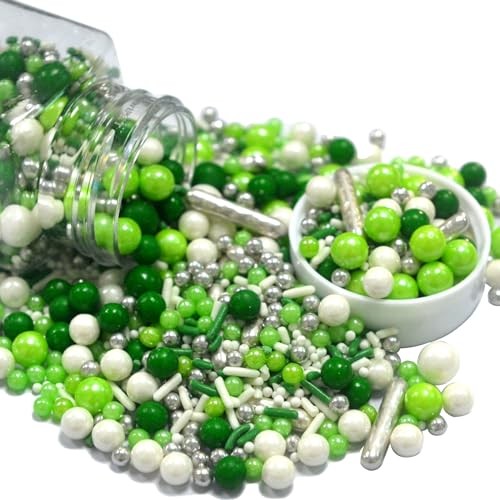 Green and White Sprinkles for Cake Decorating Edible Sugar Pearls White Green gallery
