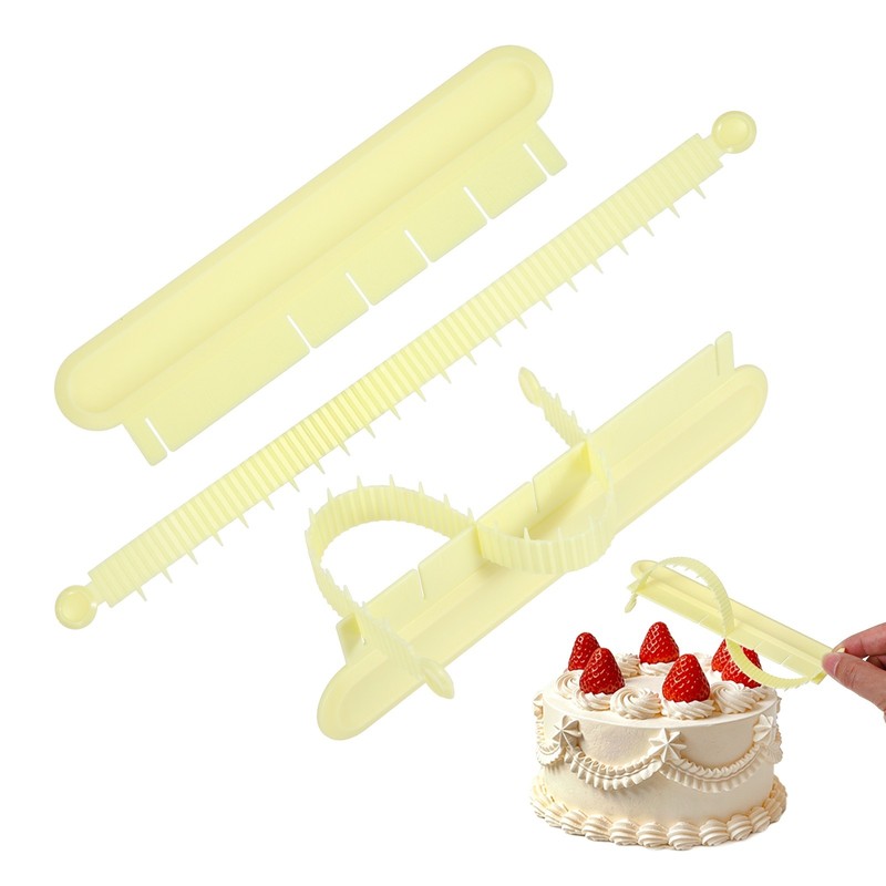2Pcs Cake Arch Guide Tool, Adjustable Cake Arc Ruler for Baking, Light Yellow
