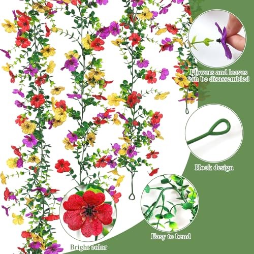 2 Pack Artificial Daisy Flower Garland,5.9FT UV 2PCS Red Yellow Purple gallery