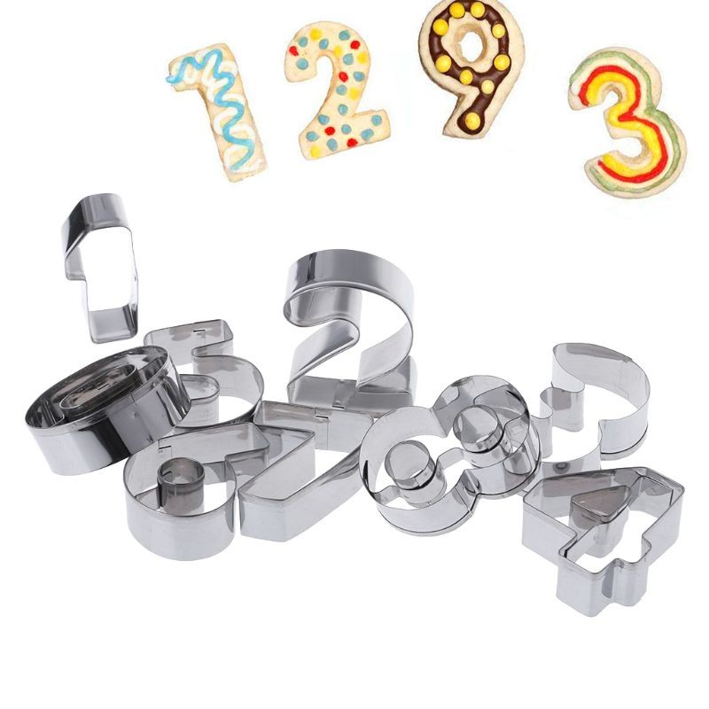 9 Pcs Stainless Steel Numbers Cookie Stencil Biscuit Cutter Tool Set Baking Mode gallery