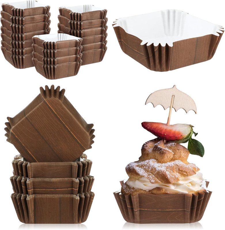 300 Pcs Square Cupcake Liners 2.36 Inches Dessert Liner Paper Square Baking Cups