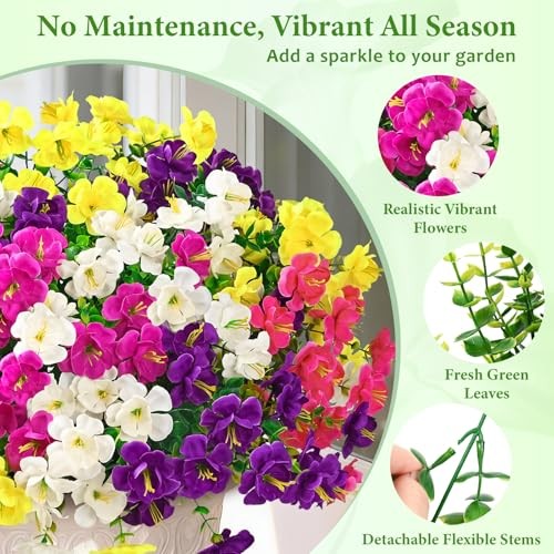 Look Real Artificial Flowers for 12 Bundles Fushia&purple&red&yellow&rose Red gallery