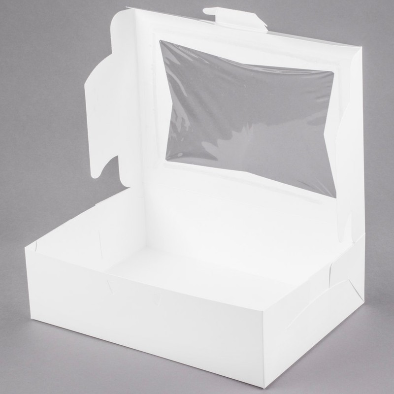 200 CASE 14" x 10" x 4" White Window 1/4 Sheet Cake Cupcake Donut Bakery Box gallery
