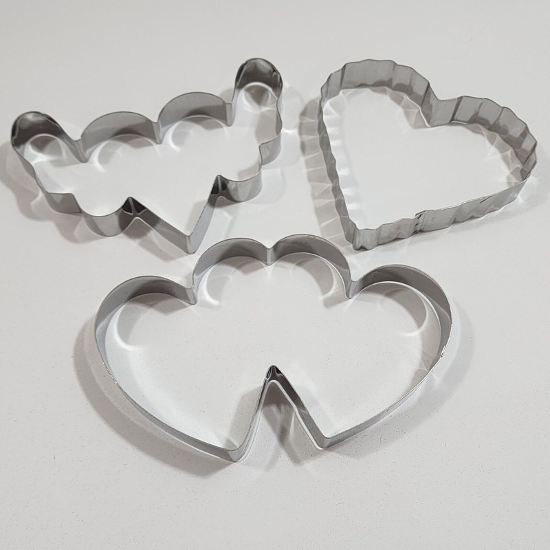 3 Pieces Heart Shape Cookie Cutter Set Valentine Cookie Cutter Stainless