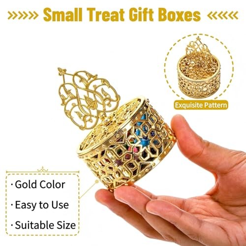 24 Pack Gold Vintage Favor Boxes, Mini Plastic Candy Container with Lid, gallery