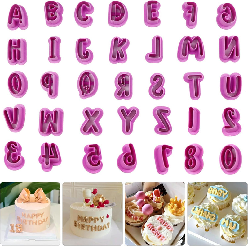 35cortadores de galletas con letras y numeros moldes para cake pops y cortadores
