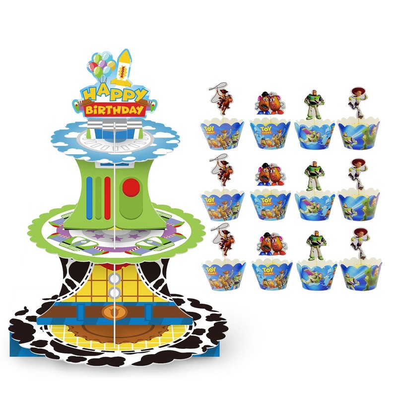 Toy Story Cake Stand Party Decoration Disney Birthday Supplies Cake Topper Set