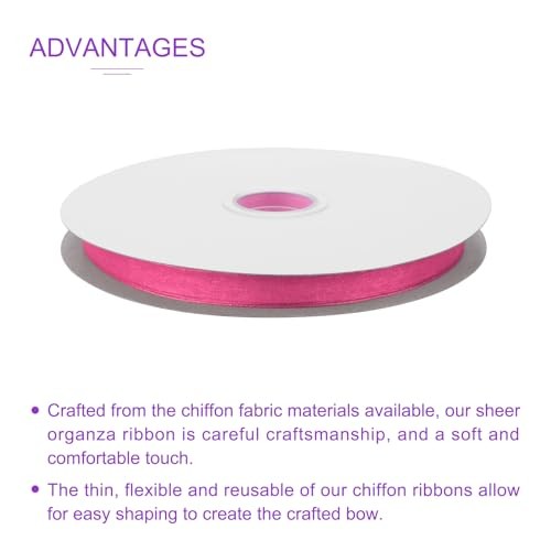 100 Yards Organza Ribbon 3/8 Inch Chiffon Ribbon 100 Yards x 3/8 Inch Pink gallery