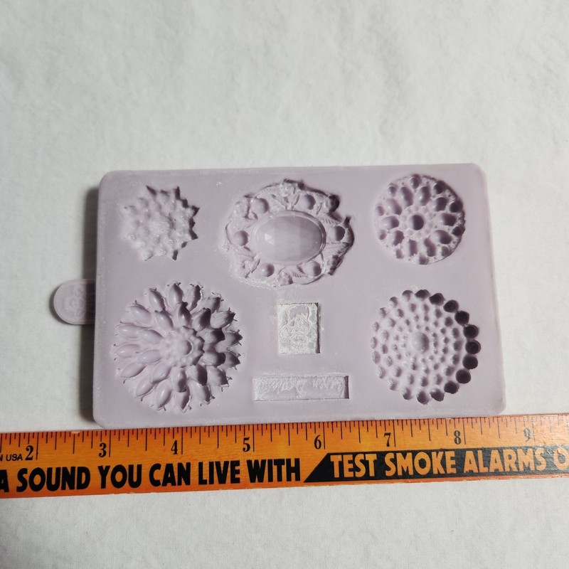 Karen Davies Brooches Fondant Mold Silicone Jewelry Buttons 5 Cavity Cake Decor gallery