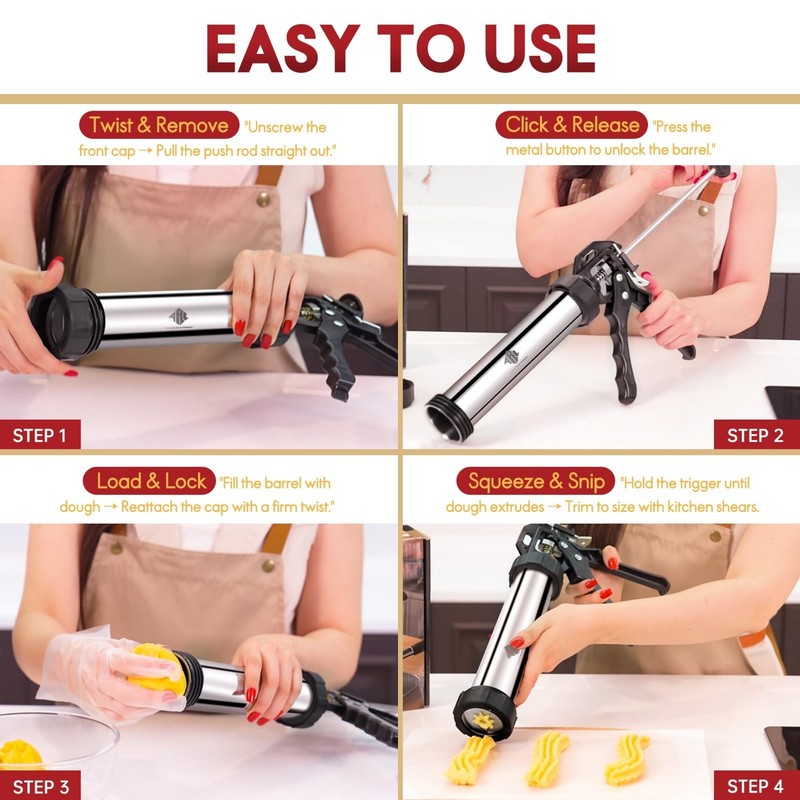 3-in-1 Churro Maker & Cookie Press Kit, 42PCS Multifunctional Baking Tools, Gift gallery