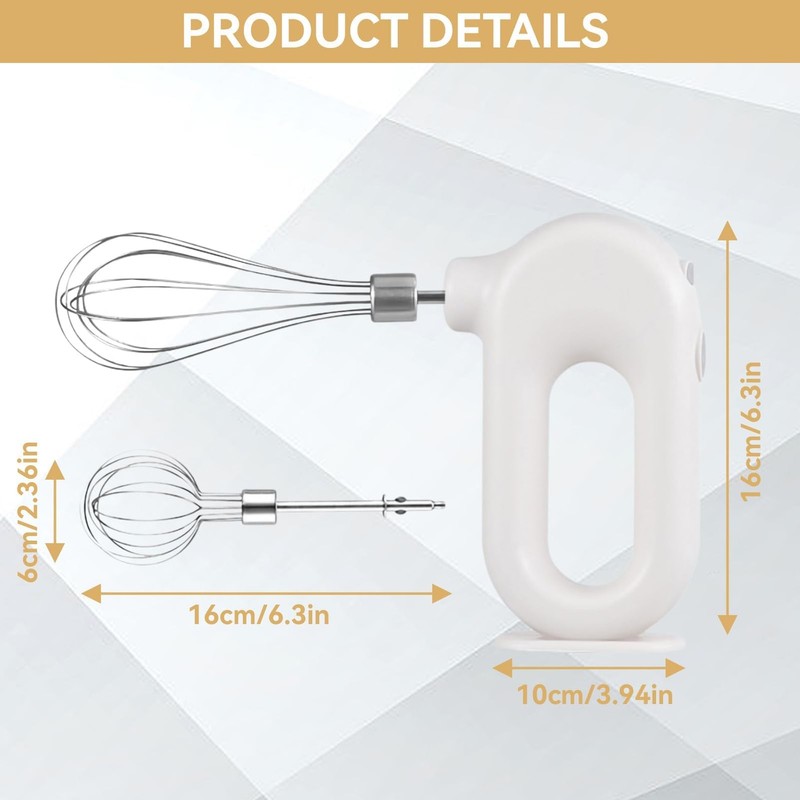 4 Speed Electric Hand Mixer Mini Cordless USB Rechargeable Whisk White Tool gallery